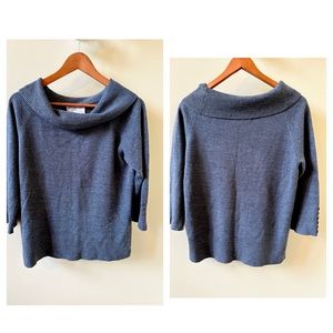 Grey sweater with wide neck and button detail
